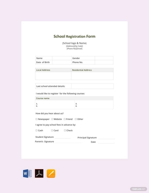 School Registration Form Template