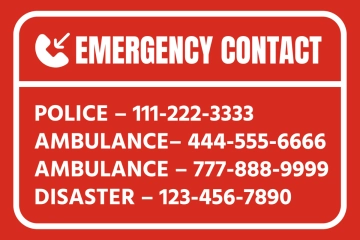 Free Emergency Contact Tourism Sign Template to Edit Online