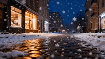 Free Serene Snowy Cityscape to Edit Online
