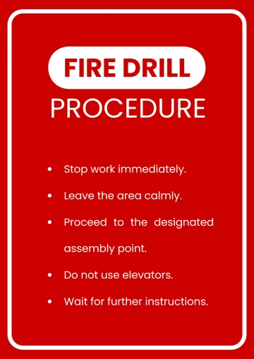 Free Fire Drill Procedure Safety Sign Template to Edit Online