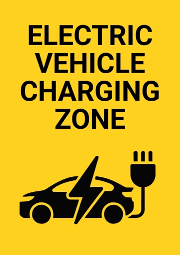 Electric Vehicle Charging Zone Road And Traffic Sign Template