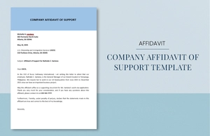 Company Affidavit of Support Template