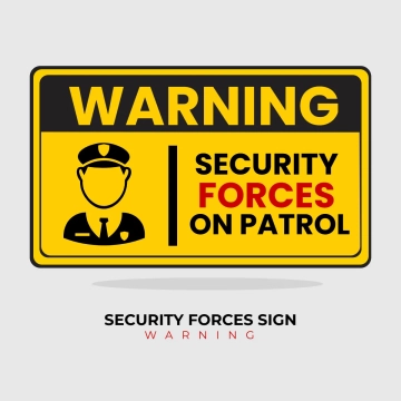 Free Security Forces Warning Sign Clip Art Template to Edit Online