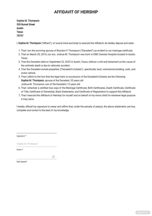 Sample Legal Affidavit Template