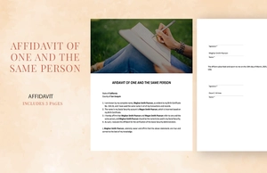 Affidavit of One and the Same Person Template