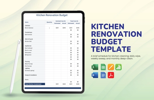Kitchen Renovation Budget Template Kitchen Renovation Budget Template