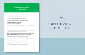 Simple Last Will Template