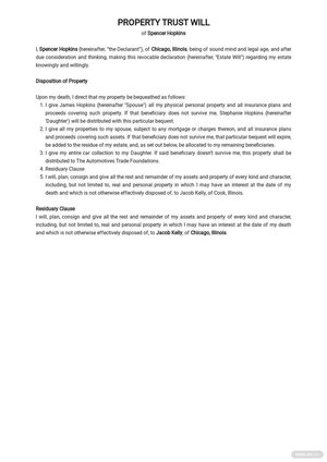 Property Trust Will Template