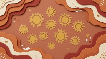 Free Warm Terracotta Sunburst Aesthetic Background Template to Edit Online