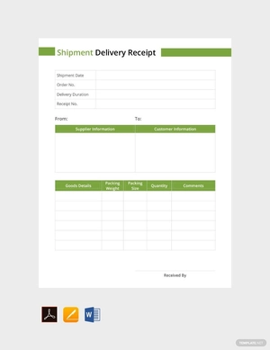 Shipment Delivery Receipt Template