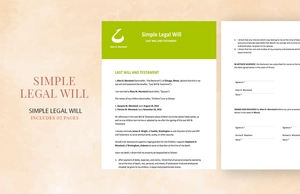 Simple Legal Will Template