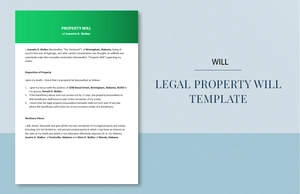 Legal Property Will Template