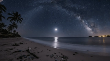 Free Starry Night Shore Beach Background Template to Edit Online