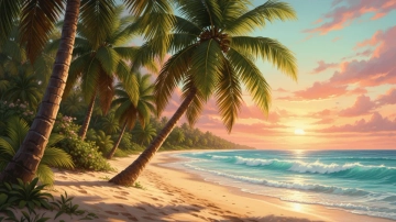 Free Palm Tree Shore Beach Background Template to Edit Online