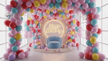 Free Birthday Balloons Photography Background Template to Edit Online
