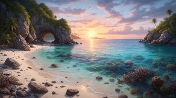 Free Vibrant Coral Cove Beach Background Template to Edit Online