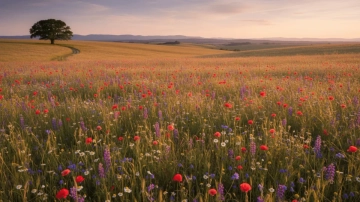 Free Golden Field with Wildflowers Photography Background Template to Edit Online