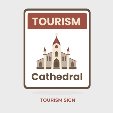 Free Tourism Cathedral Sign Clip Art Template to Edit Online