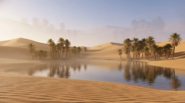 Free Desert Oasis Mirage Photography Background Template to Edit Online