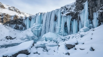 Free Frozen Waterfall Ice Formation Photography Background Template to Edit Online