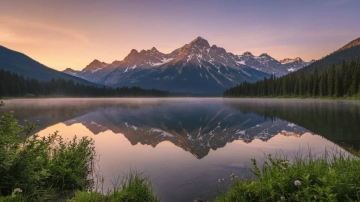 Free Serene Lake with Mountain Reflection Photography Background Template to Edit Online