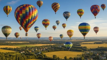 Free Colorful Hot Air Balloons Sky Photography Background Template to Edit Online