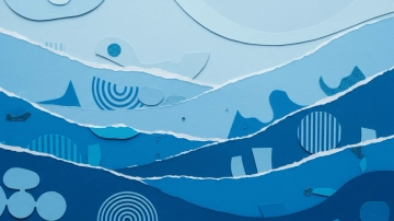 Free Layered Paper Collage Blue Background Template to Edit Online