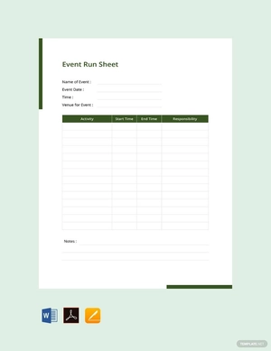 Sample Event Run Sheet Template