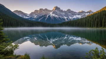 Free Mountain Lake Reflection Photography Background Template to Edit Online