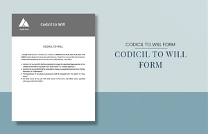 Codicil to Will Form Template