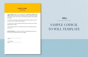 Sample Codicil to Will Template
