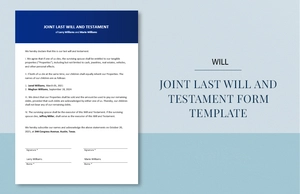 Joint Last Will and Testament Form Template