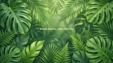 Green Tropical Leaves Background Template