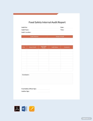 Food Safety Internal Audit Report Template