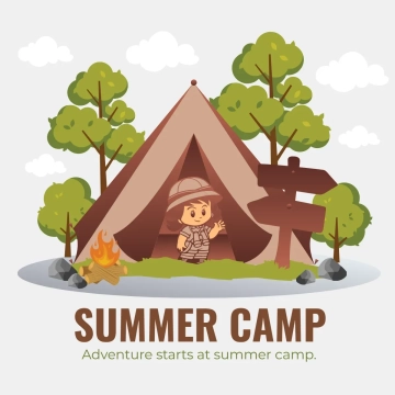 Free Summer Camp Clip Art Template to Edit Online