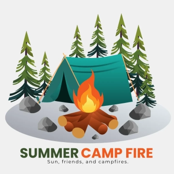 Free Summer Camp Fire Clip Art Template to Edit Online