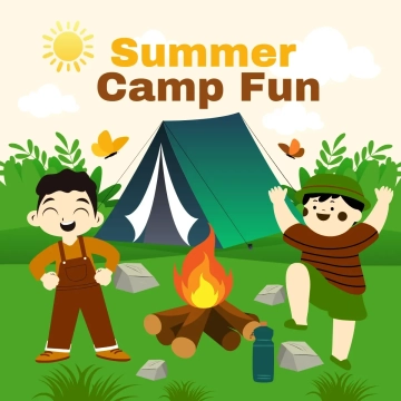 Free Summer Camp Fun Clip Art Template to Edit Online