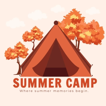 Free Summer Camp Simple Clip Art Template to Edit Online