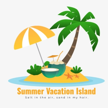 Free Summer Vacation Island Clip Art Template to Edit Online