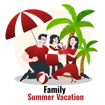 Free Summer Vacation Family Clip Art Template to Edit Online