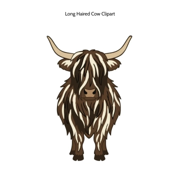 Free Long Haired Cow Vector Clipart (PNG, SVG) to Edit Online
