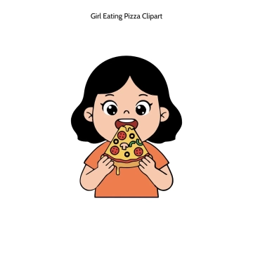 Free Girl Eating Pizza Vector Clipart (PNG, SVG) to Edit Online