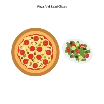 Free Pizza And Salad Vector Clipart (PNG, SVG) to Edit Online
