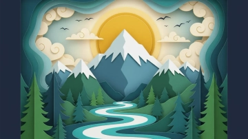 Free Bird And Landscape Paper Cut Background Template to Edit Online