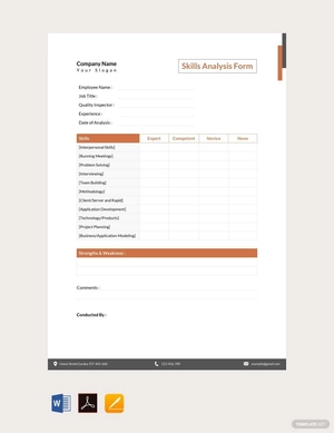 Skills Analysis Form Template