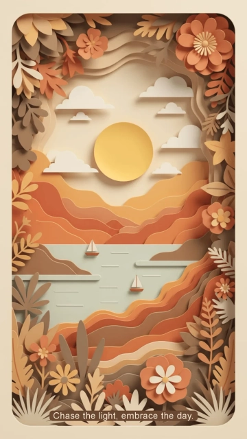 Free Sunrise Paper Cut Background Template to Edit Online