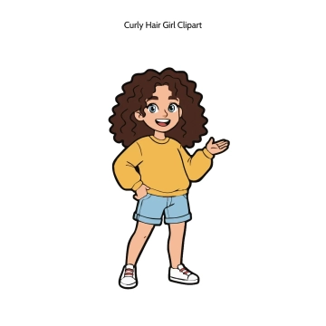 Free Curly Hair Girl Vector Clipart (PNG, SVG) to Edit Online