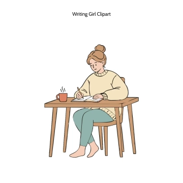 Free Writing Girl Vector Clipart (PNG, SVG) to Edit Online