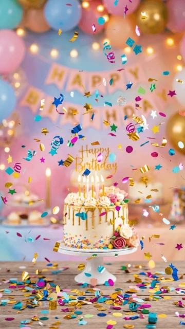 Free Confetti Birthday Background Template to Edit Online