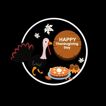 Free Thanksgiving Day Black Background Clip Art Template to Edit Online